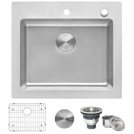Ruvati 25"x22" Drop-in Topmount Kitchen Sink 16 Gauge SS Single Bowl RVM5025